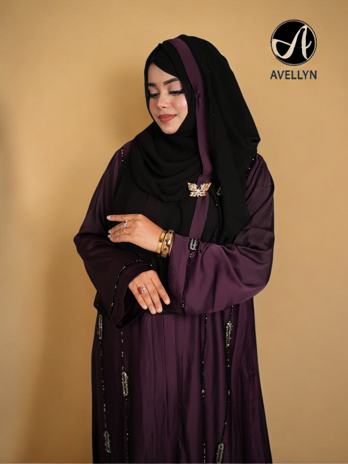 Namira Abaya - Plum - Image 2