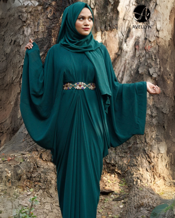 Dark green luxury designer abaya/gown