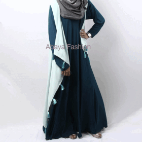 [:bn]casual flared abaya teal[:]