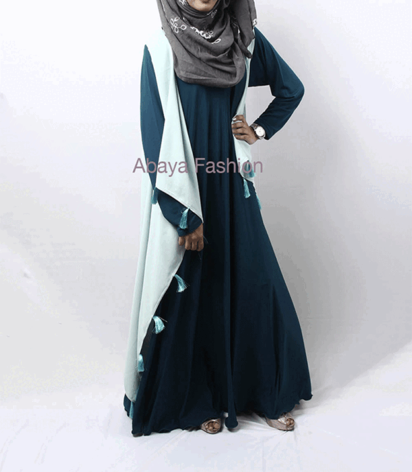 [:bn]casual flared abaya teal[:]