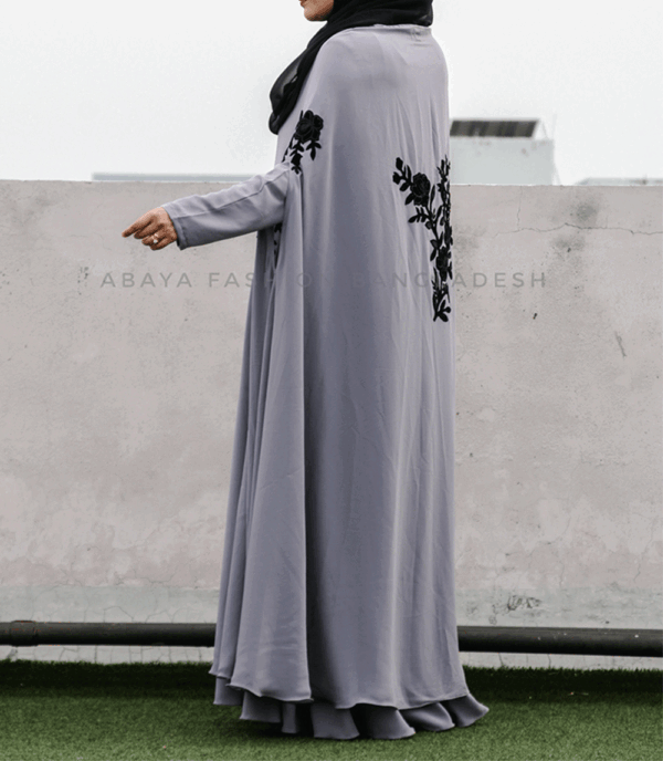 velvet floral cape abaya