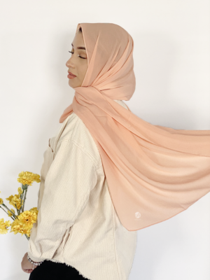 chiffon peach hijab