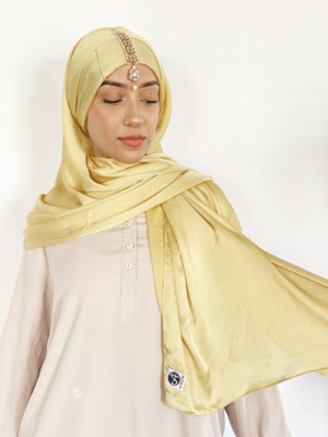 gold silk hijab