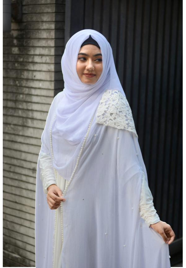 White bridal cape abaya