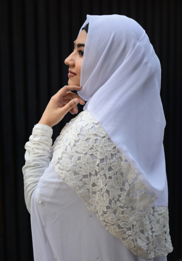 white bridal cape abaya