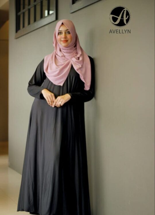 jersey flared abaya black