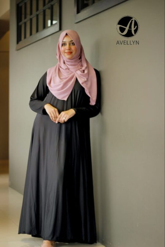 jersey flared abaya black