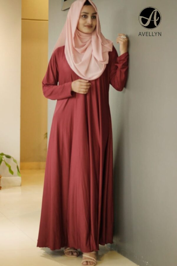 Maroon jersey abaya