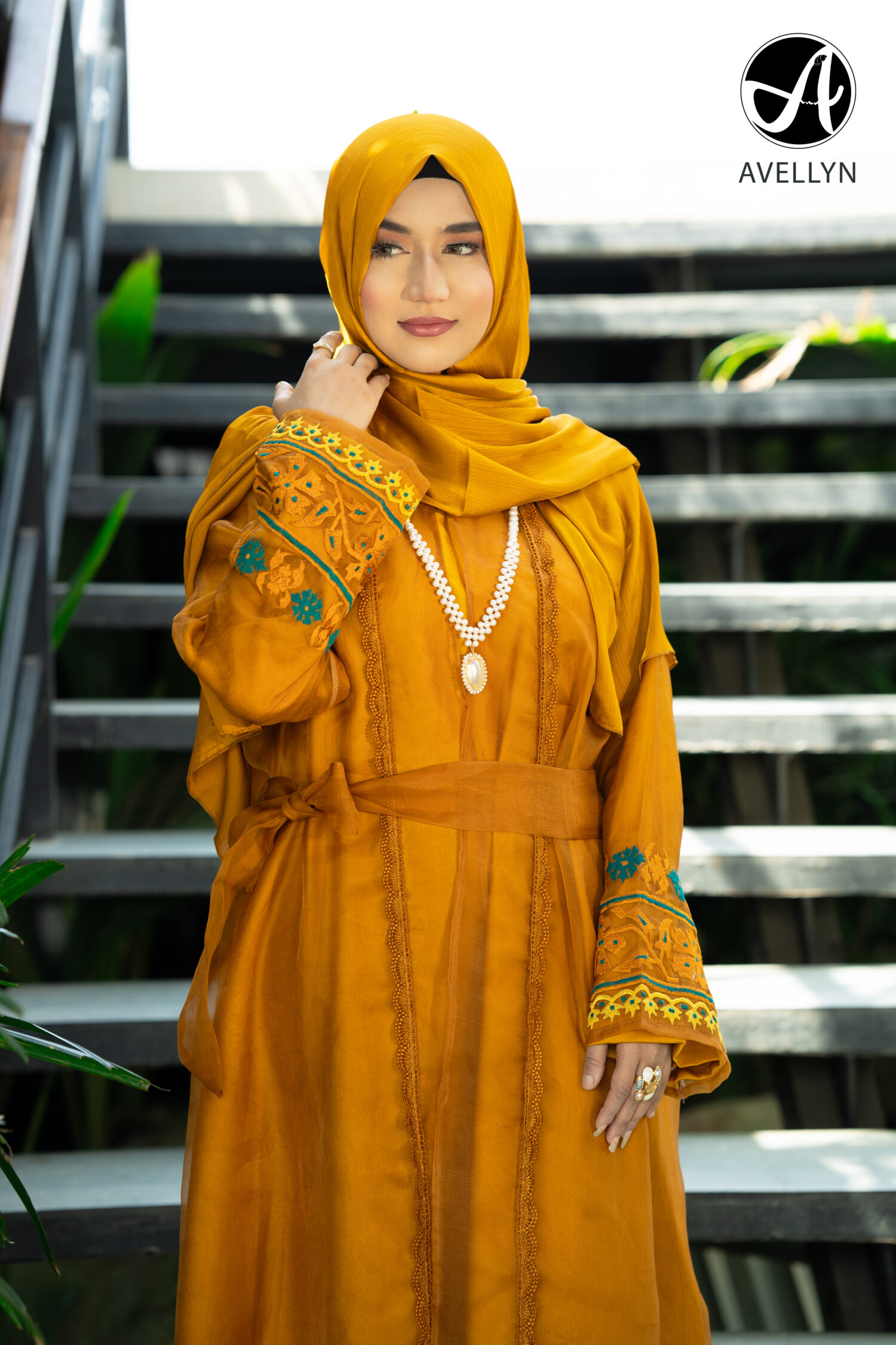 mustard abaya