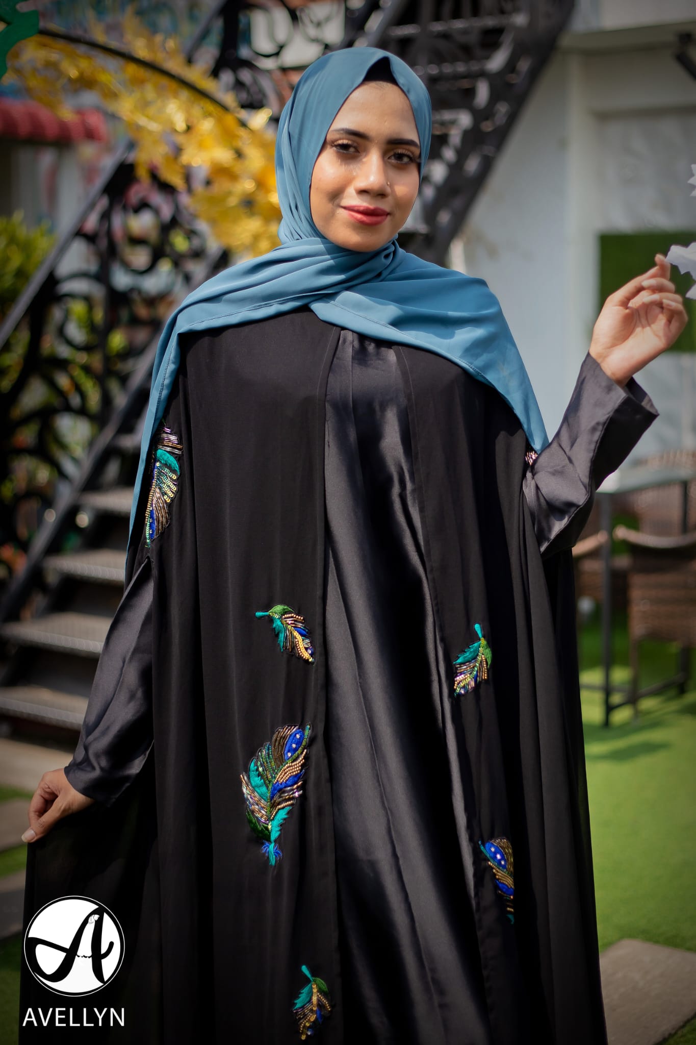 Peacock Feather Cape Abaya