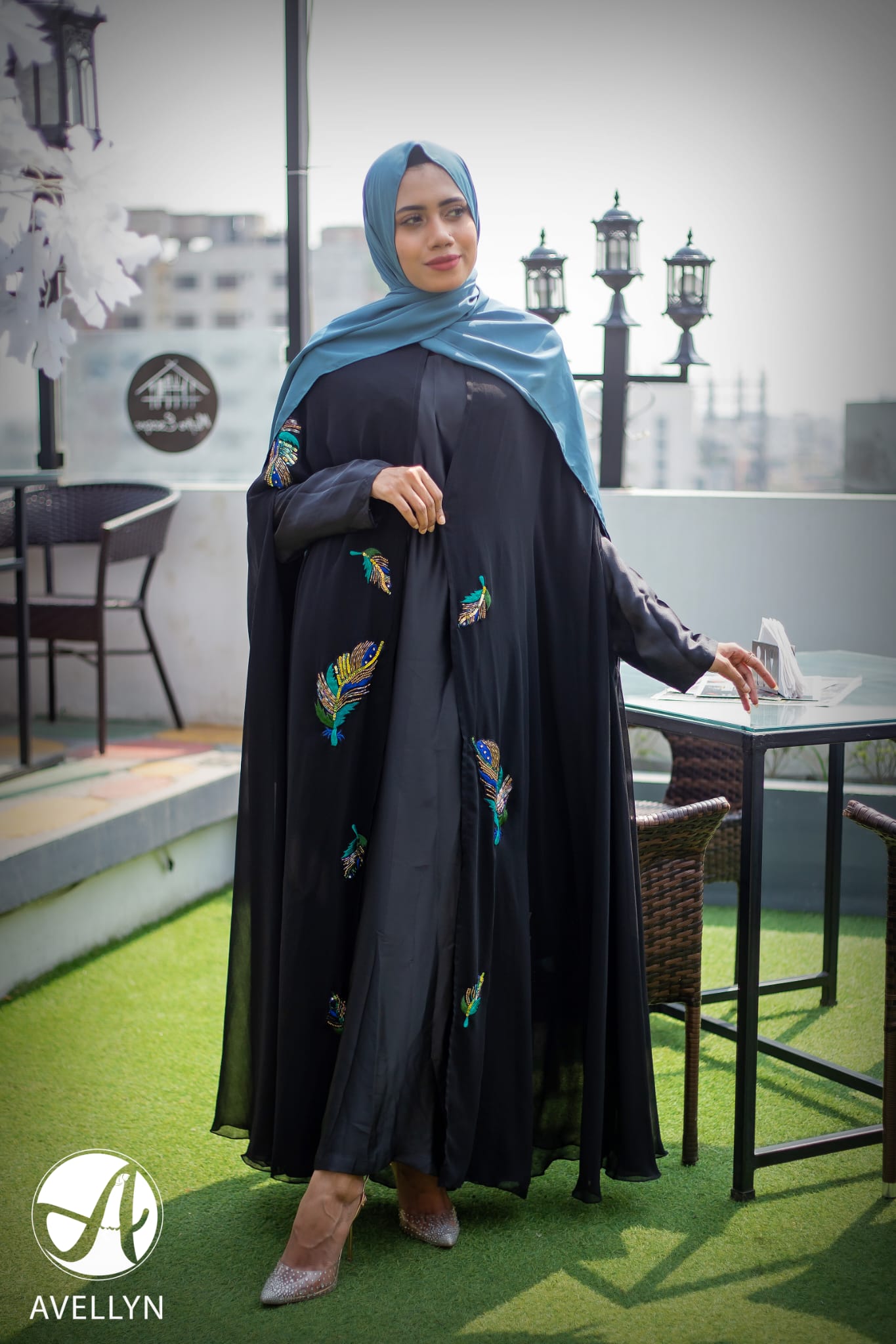 Peacock Feather Cape Abaya